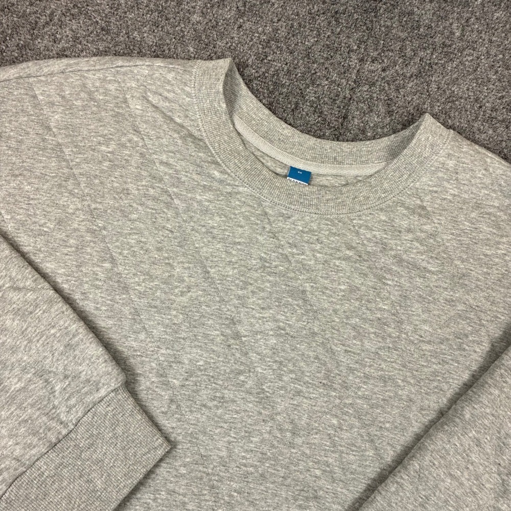 Old Navy Womens Size 4XL Gray Quilted Diagonal Crewneck Sweatshirt Pullover